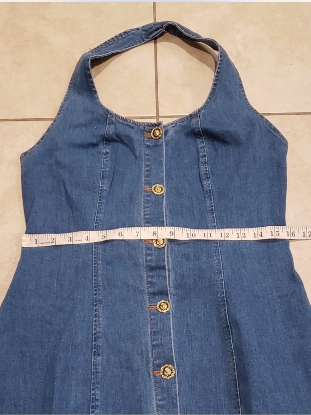 Commense Denim Halter-Front Maxi Dress - Picture 7 of 8